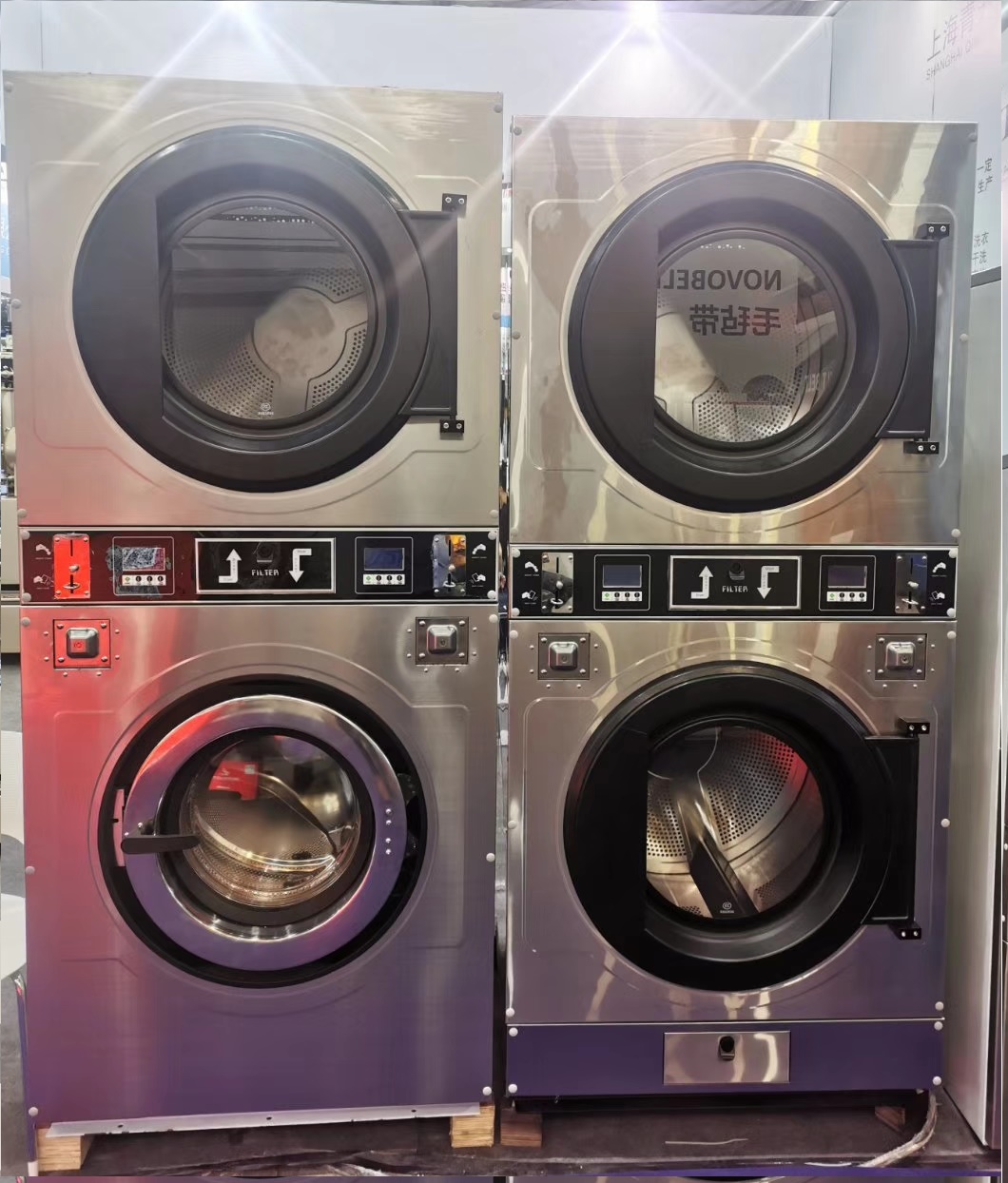 Stacked Credit Card Operated Washer and Dryer 12kg